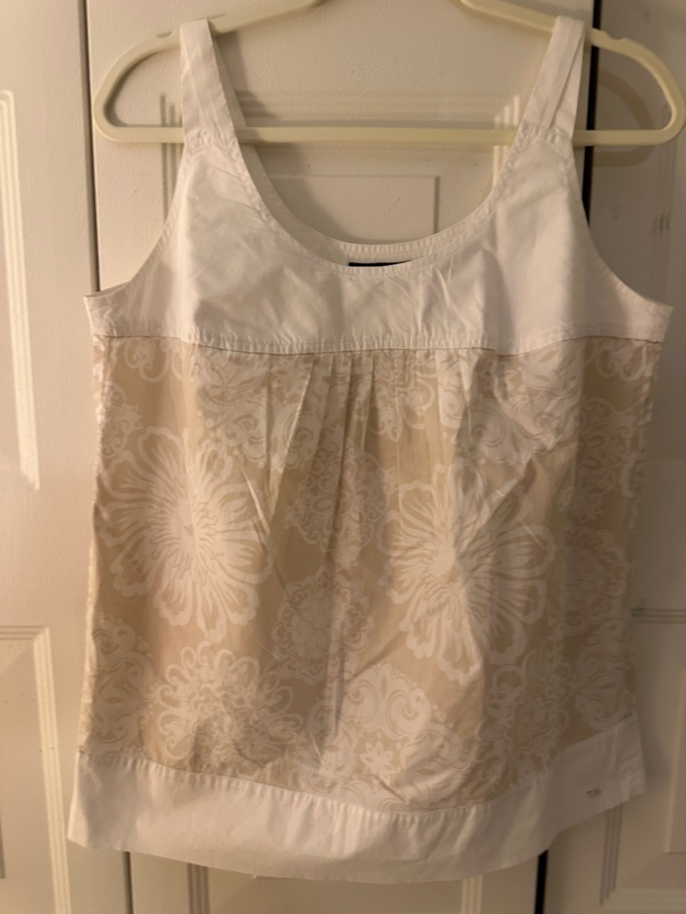 Tommy Hilfiger White and Beige Floral Tank Top